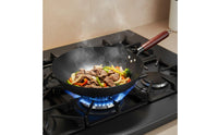 Nitrided Iron Pan Nitriding Treated Flat Bottom Wok Handmade Uncoated Iron Wok for Home Cooks, Gas Stoves