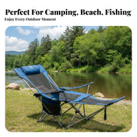 Reclining Camp Lounger Foldable Design Lounge Chair Adjustable Recline for Beach