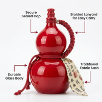 Glass Gourd Water Bottle Sealed, Gourd Water Chinese Hand Rope, Water Bottle Chi #variant:Red