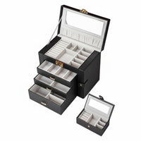 Multi-Tier Jewelry Box Soft Luxurious Lining Multi-Drawer Jewelry Case Removable Dividers Anti-Knot Necklace Hangers for Bedroom