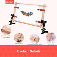 Rotating Wooden Cross Stitch Frame - Adjustable Large Embroidery Hoop Stand for Needlepoint and Sewing