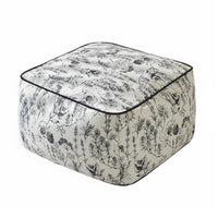 Woven Square Pouf French design Floor seat Black and cream Pattern for Parents
