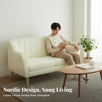 Groove-Tufted Settee Nordic Design Small Couch Space-Saving High-Density Foam Padding for Students, Bedroom, Balcony, Entryway