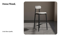 Wooden Seat Counter Stool urban aesthetic Bar Chair Nordic Design Curved Backrest for Adults, Reception Desk, Kitchen