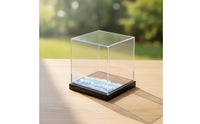 Transparent Miniature Display Base with Acrylic Cover Dustproof Diorama Display Case with Dust Cover Square Showcase Compact for Collectors, Hobbyists, Desk, Shelf, Office