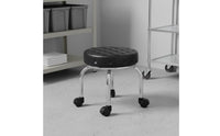 Round Padded Rolling Stool Stackable Design Low Stool with Wheels Carbon Steel Frame Household Furniture for Technicians, Children, Salon, Workshop