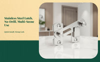 No-Drill Stainless Steel Hasp Latch, Security Door Lock, Easy Installation, Privacy Protection, kid protection, Push/Sliding Door Lock