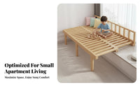 Space-Saving Extendable Slatted Bed with Guardrail Bedroom Furniture Expandable Frame Daybed no-box-support foundation-required support foundation Required for Apartment Dwellers, Students, Children, Bay opening, Small areas, Kid's Room