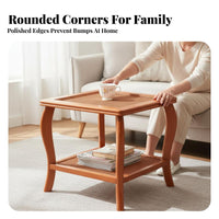 Two-Tier Woven Table Rounded Corners Living Room Furniture Bohemian Design
