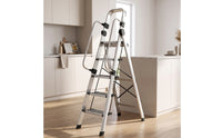 Anti-Slip A-Shaped Ladder with Handrail Folding Step Ladder with Handrails Wide Space-Saving for Homeowners