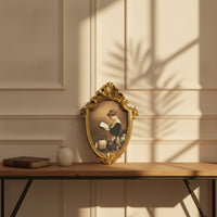 Resin Picture Frame Vintage Oval Picture Frame Gold Toned for Living Room