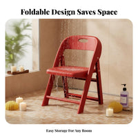 Fold-up Shower Stool Foldable Folding Backrest Chair Drainage Holes for Bedroom