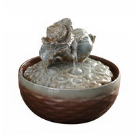 USB Tabletop Water Feature Textured Glazed Decorative Piece for Desk