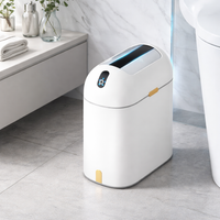 Trash Bin with Lid, Sensor-Type Trash Bin, Battery-Powered, 9.1L, Auto Open/Close, Square Dust Box, Suitable for Living Room, Bedroom, Office, Hotel