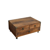 Retro Wooden Desk Organizer with 3 Drawers for Office Supplies