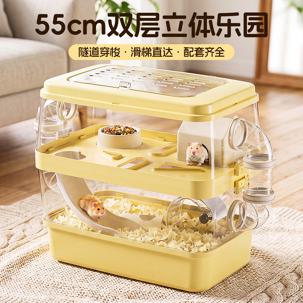 Transparent Hamster Cage with Hideout, 2 Levels