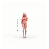 Street-Style Miniature Female Figurine Detailed 1/64 Scale Figure Realistic Miniature People Figure Lifelike for Hobbyists