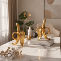 Banana Bookends Shiny Bookends with Banana Shape Whimsical Decor for Bookshelf, Office