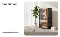 Sliding Doors Multi-Level Feline Cabinet Sturdy Construction Multi-Level Feline House Easy to Clean Pet Furniture Ventilated for Felines, Kittens, Indoors, Living Room, Bedroom, Home