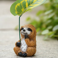 Sloth Statue with Umbrella Outdoor Sloth Garden Statue Miniature for Gardeners