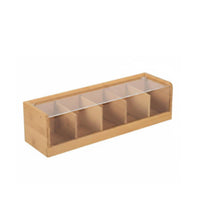 Compartmentalized Design Divided Tea Storage Box Bamboo Tea Bag Organizer for Office, Kitchen, Pantry, Countertop