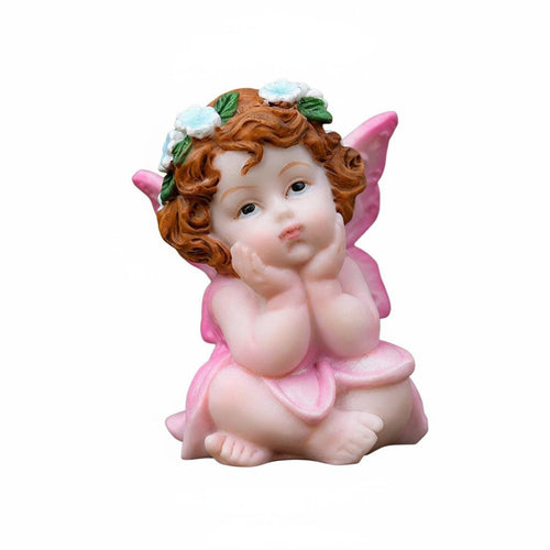 Garden Nymph Figurine Birthday Gift Sitting Angel Statue Cute Design Resin Angel Statue for Kids, Girls, Bedroom, Desktop