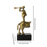 Figure on Marble Base Gold-Toned Sculpture with Marble Base Shiny Figure Statue Black Decorative Sculpture Compact