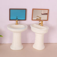Miniature Bathroom Sink and Mirror Dollhouse Accessory