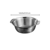 Stainless Steel Strainer Basket with Handle Rust-Resistant Perforated Basket with Handles Easy to Clean Basin Colander Heavy-Duty for Home Cooks, Students, Kitchen, Dorm, Rv