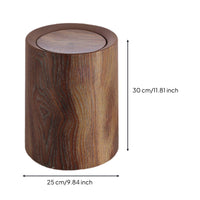 Wood Grain Trash Can Sturdy Cylindrical Trash Can Compact for Office