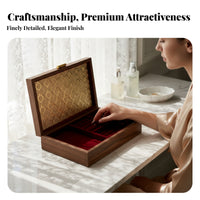 Wooden Jewelry Box Brass Latch Velvet-Lined Jewelry Box Hinged Lid