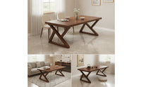 Modern Dining Table with Z-Shaped Legs Sturdy Walnut Dining Table Stable Furniture Low Maintenance for Home Office