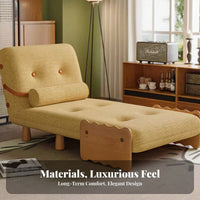 two-functionUse Single Pull-extendable Armchair Bed Space-Saving Pull-extendable Sleeper Armchair Natural Wood Aesthetic transformable Furniture Sturdy Frame for Apartment Dwellers, Students, Homeowners, Living Room, Small Spaces, Bedroom, Office