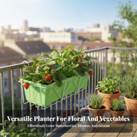 Over-the-Rail Hanging Basket Rectangular Frame Railing Planter Anti-Rust Coating