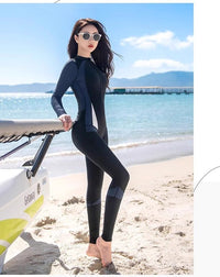 德国连体泳衣女专业潜水服防晒速干长袖长裤大码浮潜冲浪服水母衣