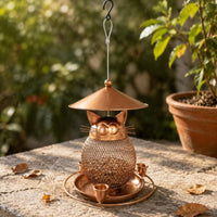 Feline-Shaped-Shaped Bird Feeder Feeding Ports Garden Decor Rustic Look
