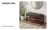 Padded Shoe Rack Bench Multi-Functional Upholstered Shoe Storage Bench Timeless Design Easy Assembly for Hallway, Bedroom