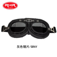 Classic Matte Black Frame Angled Goggles for Retro Helmets