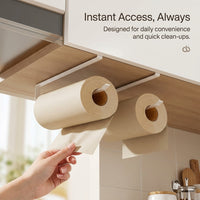 Cabinet and Drawer Wall Mounted Holder for Hanging Kitchen Paper Roll Under Towel No Drill for Home Cook