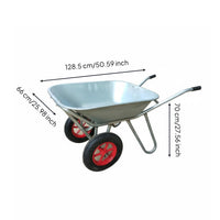 Duty Garden Cart with Tyres, Steel Frame Hand Cart for Construction, Large Capacity Outdoor Trolley for Waste Removal and Garden Projects
