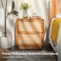 Woven-Front End Table Minimalist Design Nightstand Easy to Clean for Students