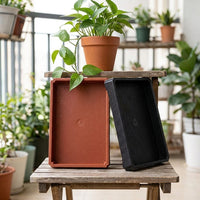 Plant Saucers Made of Heavy Duty Frosted Resin, Drip Tray with Raised Edge, Water Tray and Plant Trays for Outdoor Garden Floor Standing