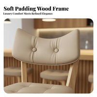 Padded Bar Stool with Backrest Built-in Footrest for Kitchen Island, Cafe