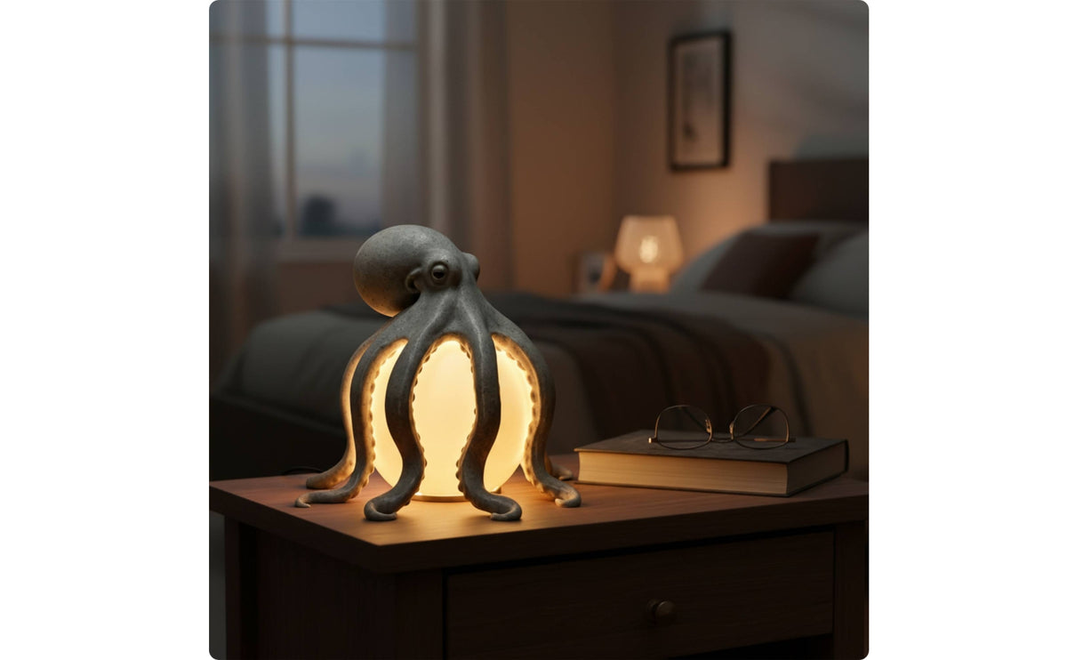 Marine-Themed Cephalopod Table Lamp | Warm Glow, cephalopod Resin Lamp, for Living Room