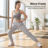 Joggers for Women with High Waist and Pockets, Ladies Trousers with Tapered Leg for Loungewear and Work, Baggy Elasticated