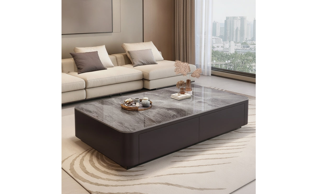 Coffee Table with Glass Top No-Assembly Glass Coffee Table Modern Furniture for Living Room, Apartment