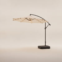 Cantilever Patio Umbrella with Solar Lights Water-Filled Offset Patio Umbrella with Base Hand-Crank for Homeowners, Hosts, Backyard, Poolside, Garden