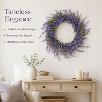 Seasonal Door Wreath for Front Door, Artificial Lavender Wreath 100-200cm, Flocked Violet & Green Home Decor
