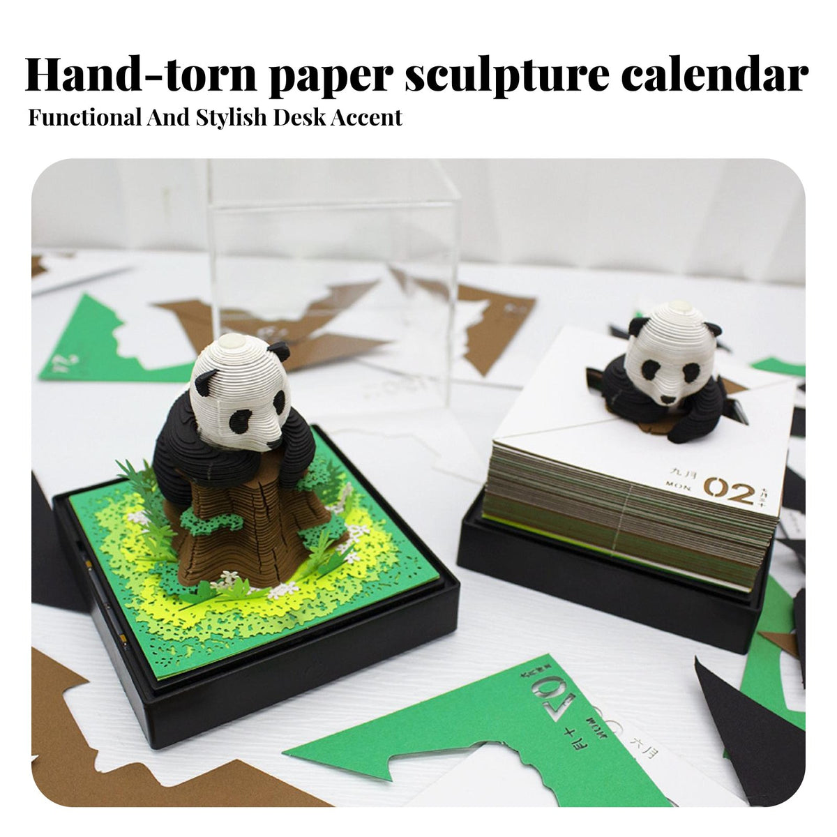 Creative Gift Tear-Away Panda Sculpture Notepad Cut Tear-Away Paper Sculpture Multi-Functional for Students, Adults, Bedroom, Bookshelf