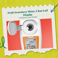Digital Brix Refractometer, high-accuracy sweetness meter, fruit sweetness tester, portable handheld, automatic temperature compensation, suitable for watermelon, fruits, oranges, beverages, food, and laboratory use.
